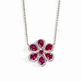 Lusso Fiore Ruby Silver Necklace