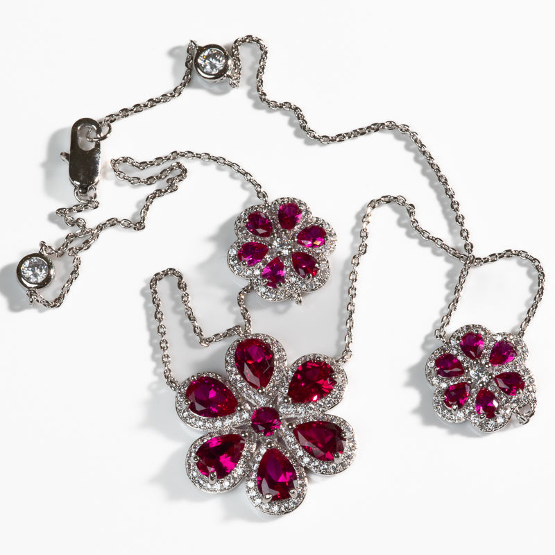 Lusso Fiore Ruby Silver Necklace