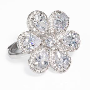 Lusso Fiore Diamond Silver Ring