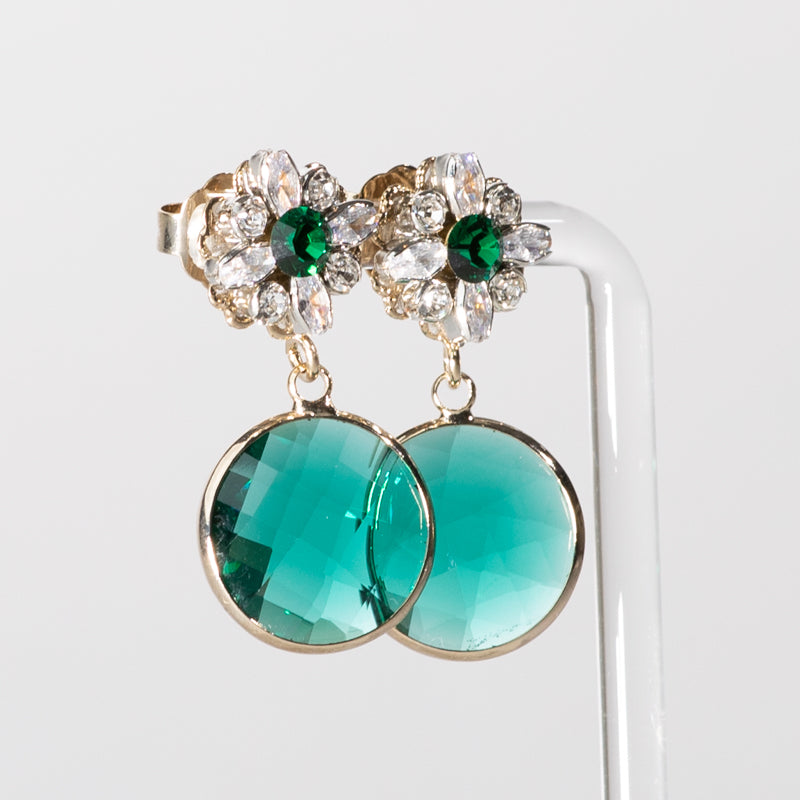 Capri Sunflower Emerald Drop Earrings