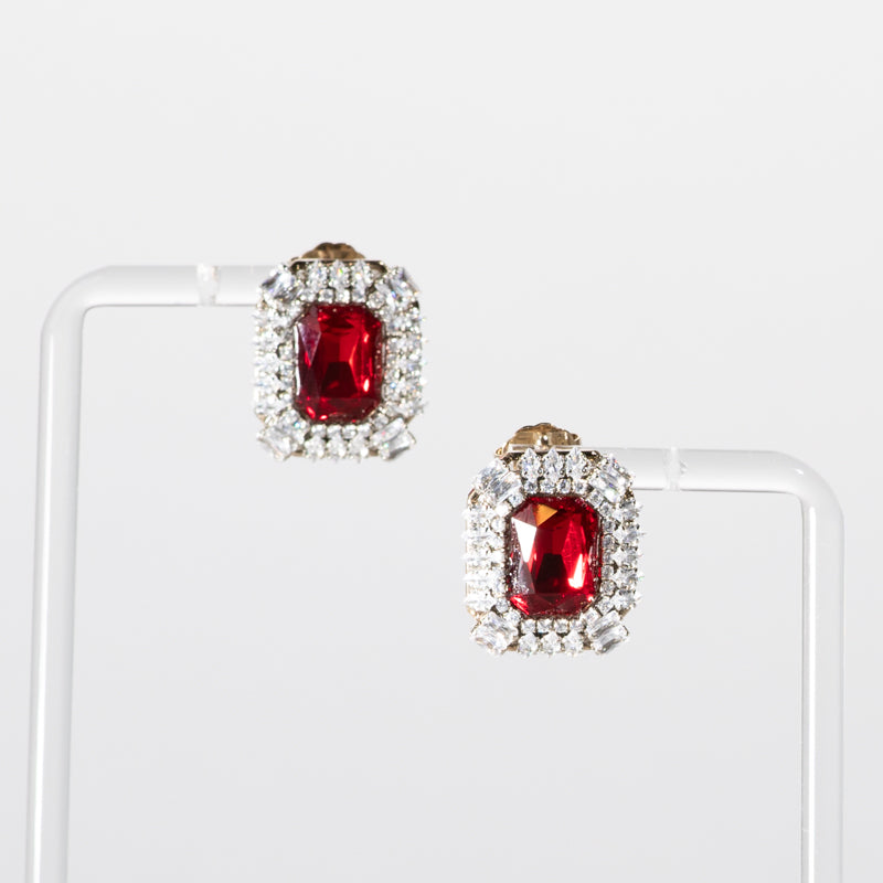 Lusso Ornate Rectangle Ruby Earrings